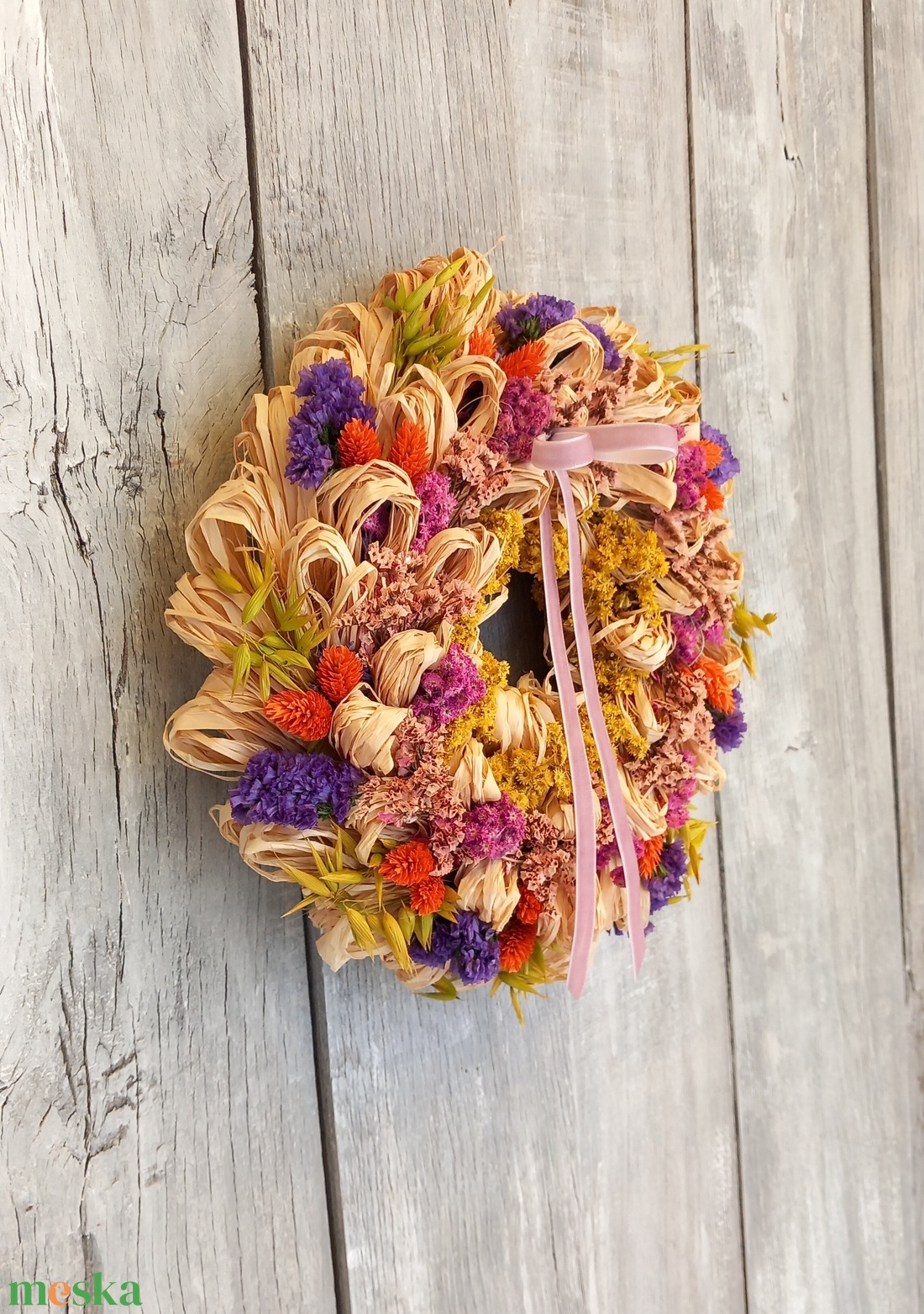 Színes Kócoska- Szárazvirág Ajtódísz/Tavaszi Ajtódísz/Szárazvirág Kopogtató/Nyári Ajtódísz/Falidísz/Koszorú - otthon & életmód - dekoráció - ajtó- és ablak dekoráció - ajtódísz & kopogtató - Meska.hu