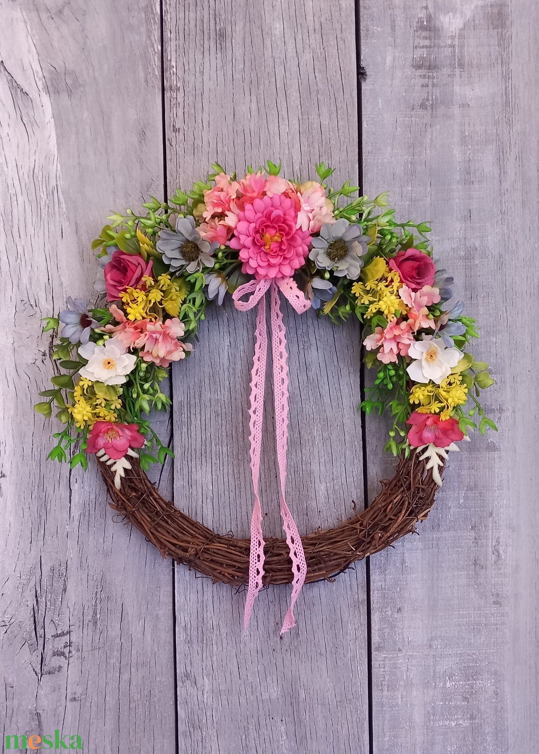 SzínVarázslat - Tavaszi Ajtódísz/Virágos Ajtódísz/Tavaszi Koszorú/Nyári Ajtódísz/Falidísz/Koszorú - otthon & életmód - dekoráció - ajtó- és ablak dekoráció - ajtódísz & kopogtató - Meska.hu