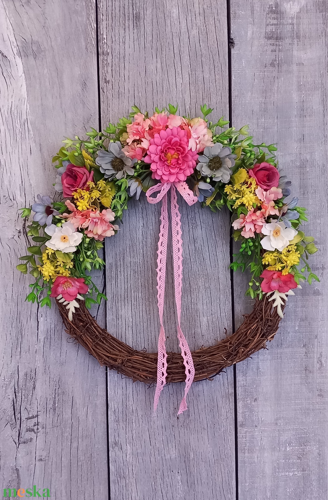 SzínVarázslat - Tavaszi Ajtódísz/Virágos Ajtódísz/Tavaszi Koszorú/Nyári Ajtódísz/Falidísz/Koszorú - otthon & életmód - dekoráció - ajtó- és ablak dekoráció - ajtódísz & kopogtató - Meska.hu