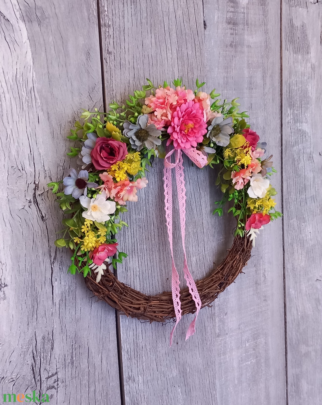 SzínVarázslat - Tavaszi Ajtódísz/Virágos Ajtódísz/Tavaszi Koszorú/Nyári Ajtódísz/Falidísz/Koszorú - otthon & életmód - dekoráció - ajtó- és ablak dekoráció - ajtódísz & kopogtató - Meska.hu