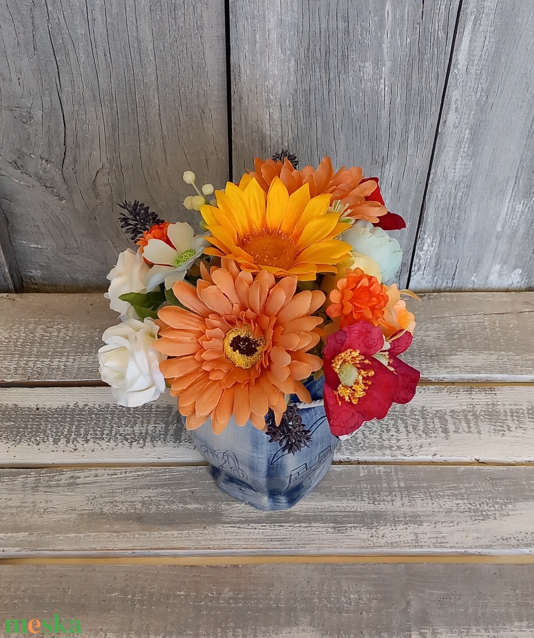 Színpompa - Nyári Asztaldísz/Virágos Asztaldísz/Köszöntő Virágdísz/Virágdekoráció - otthon & életmód - virágdekoráció - virágdíszek - virágdísz kaspóban - Meska.hu