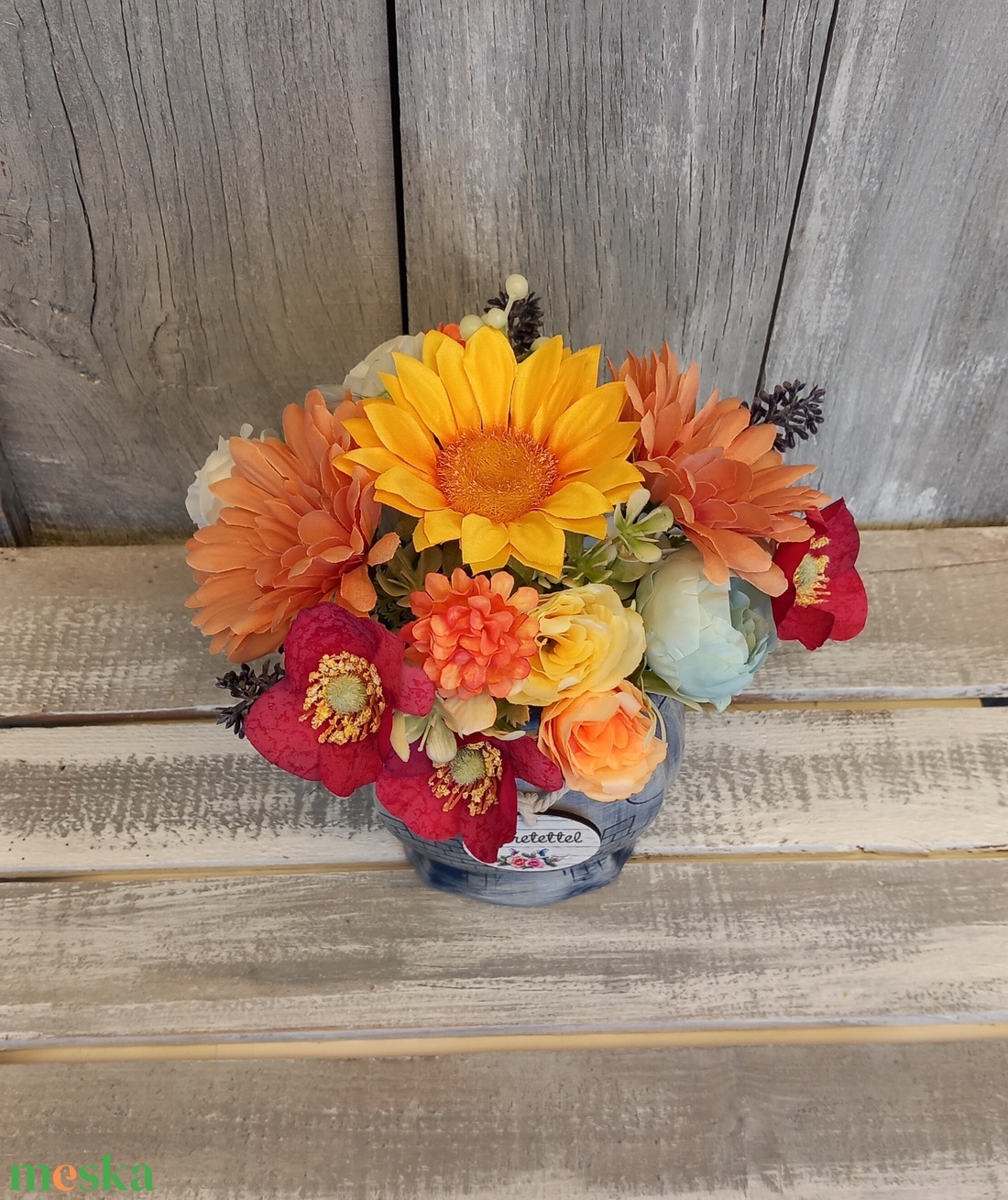 Színpompa - Nyári Asztaldísz/Virágos Asztaldísz/Köszöntő Virágdísz/Virágdekoráció - otthon & életmód - virágdekoráció - virágdíszek - virágdísz kaspóban - Meska.hu