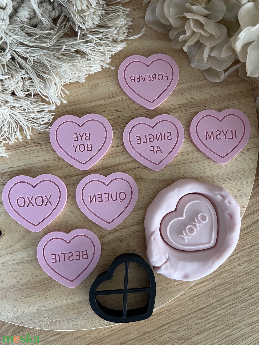 3D fondant forma és sütikiszúró - Galentines Day Best Friends mini szív 7 db-os szett - otthon & életmód - konyhafelszerelés, tálalás - sütés, főzés - sütikiszúró - Meska.hu