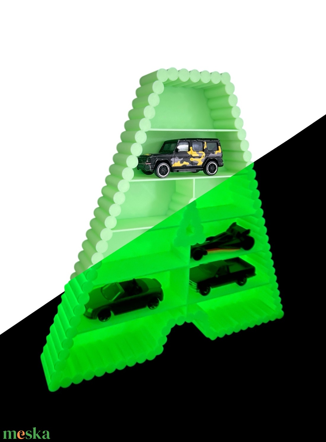 Matchbox fali tároló Hot Wheels polc Kisautó Játék rendszerező - Sötétben világít - baba - mama - babaszobabútor - játéktároló - Meska.hu