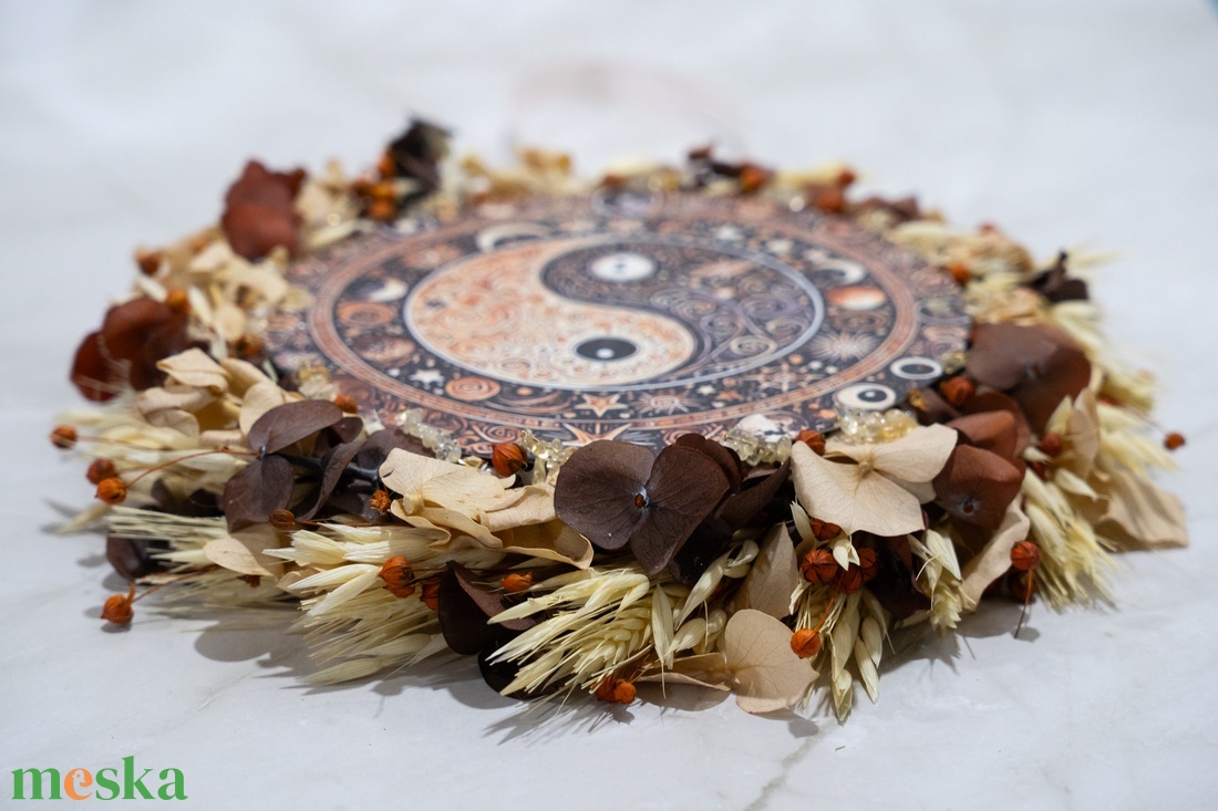 Jin�jang mandala kopogtató szárazvirágokkal és citrinnel - otthon & életmód - dekoráció - ajtó- és ablak dekoráció - ajtódísz & kopogtató - Meska.hu