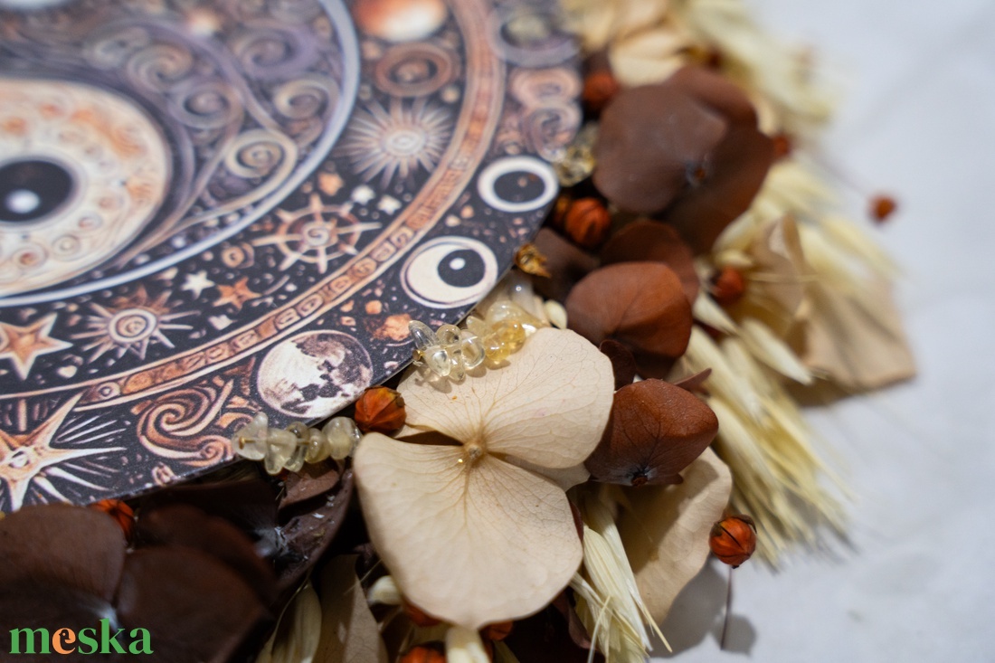 Jin�jang mandala kopogtató szárazvirágokkal és citrinnel - otthon & életmód - dekoráció - ajtó- és ablak dekoráció - ajtódísz & kopogtató - Meska.hu