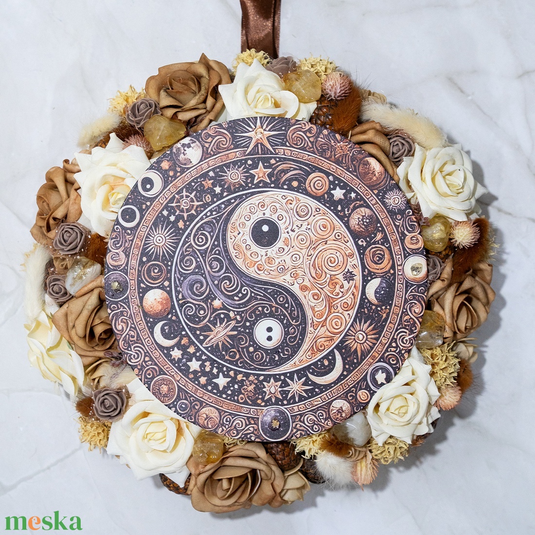 Jin�jang mandala ajtódísz citrinnel - otthon & életmód - dekoráció - ajtó- és ablak dekoráció - ajtódísz & kopogtató - Meska.hu