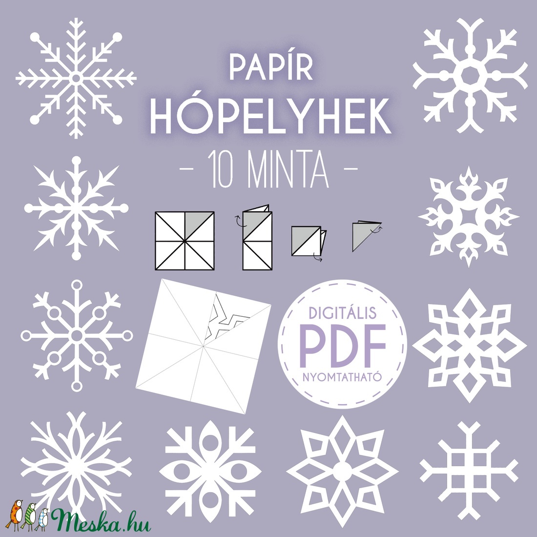 10 Kivágható Hópehely Minta // Karácsonyi Dekoráció // Digitális Nyomtatható PDF fájl - karácsony - karácsonyi lakásdekoráció - karácsonyi ablakdíszek, ablakmatricák - Meska.hu
