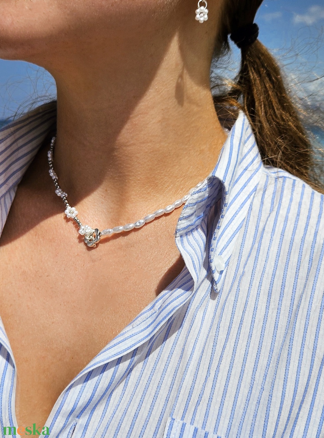 Flower nyaklánc - ékszer - nyaklánc - gyöngyös nyaklánc - Meska.hu