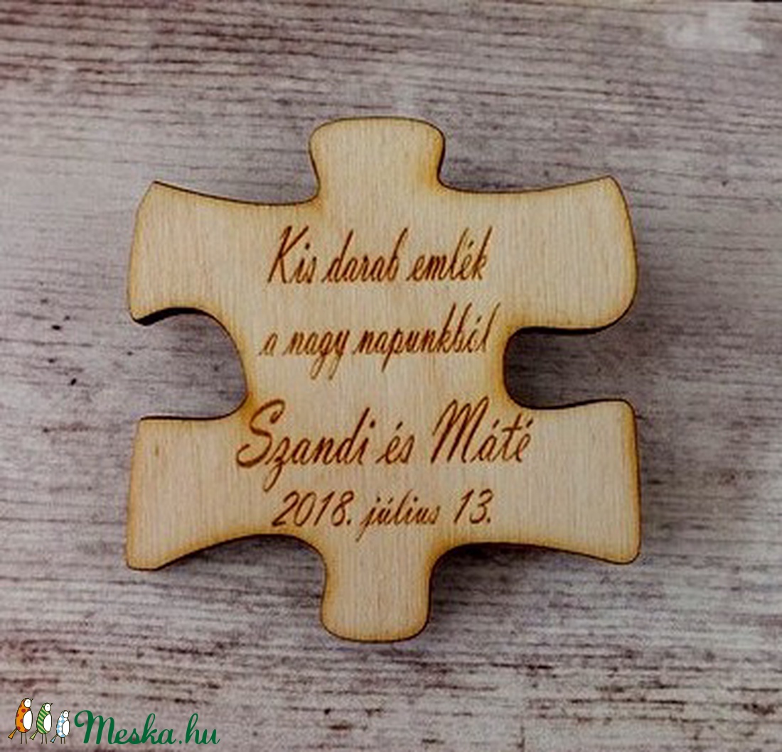 Esküvői köszönőajándék puzzledarab hűtőmágnes -  - Meska.hu