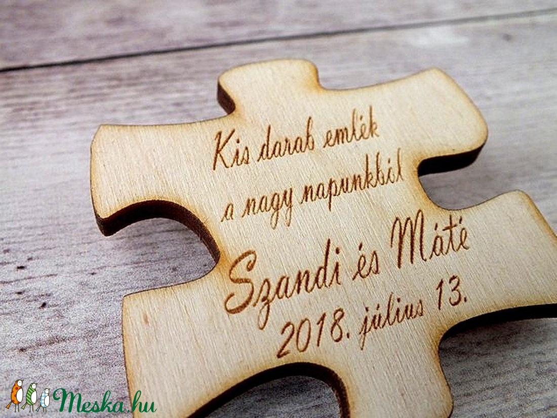Esküvői köszönőajándék puzzledarab hűtőmágnes -  - Meska.hu
