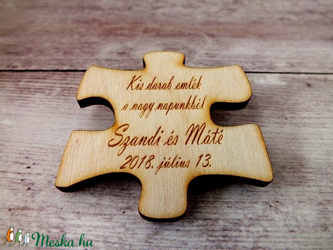 Esküvői köszönőajándék puzzledarab hűtőmágnes -  - Meska.hu