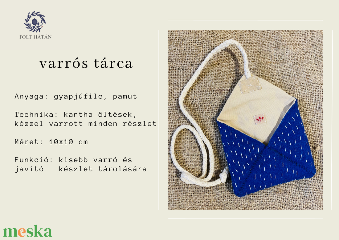 Kézzel varrott gyapjúfilc varrós tárca (vanília) - táska & tok - pénztárca & más tok - aprópénztartó - Meska.hu