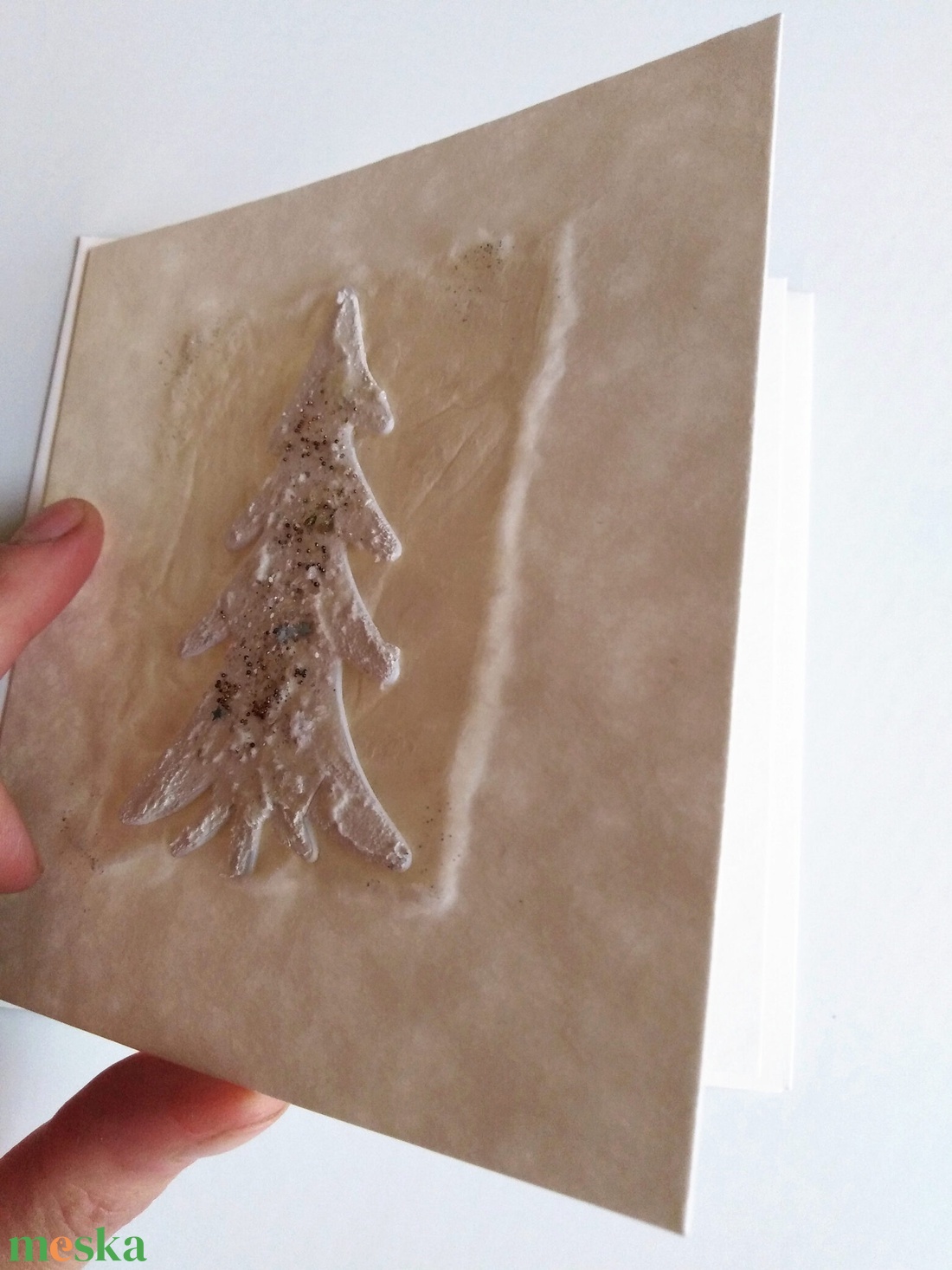 Karácsonyi képeslap merített papírból  - otthon & életmód - papír, írószer - Meska.hu