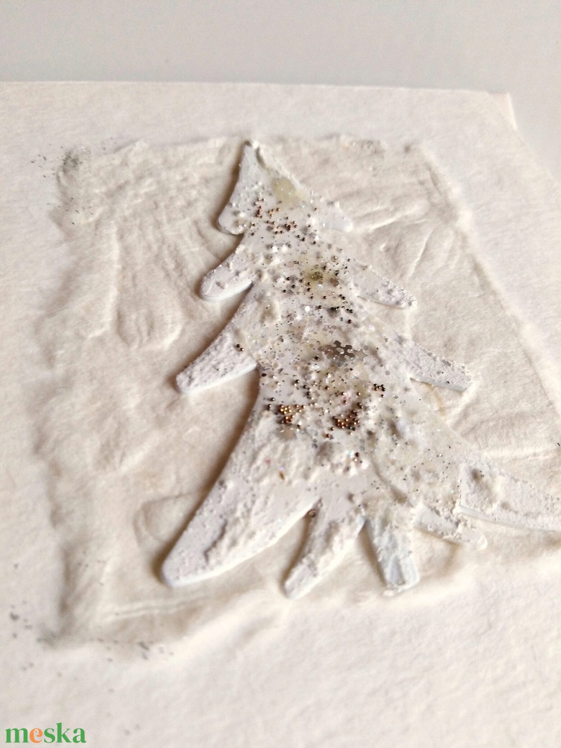 Karácsonyi képeslap merített papírból  - otthon & életmód - papír, írószer - Meska.hu