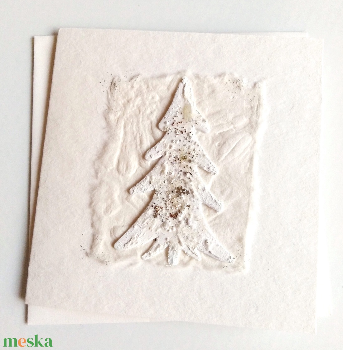 Karácsonyi képeslap merített papírból  - otthon & életmód - papír, írószer - Meska.hu