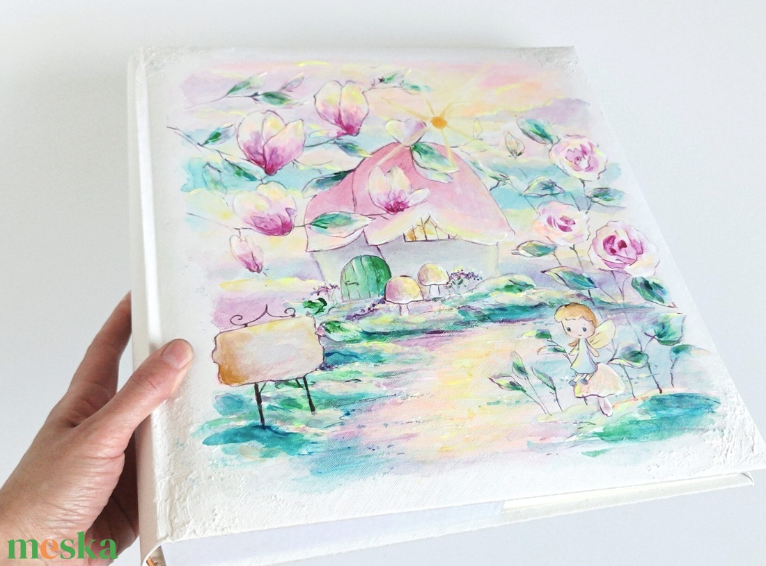 Névre szóló rózsakertes fotóalbum 30x33 cm - otthon & életmód - papír, írószer - album & fotóalbum - Meska.hu