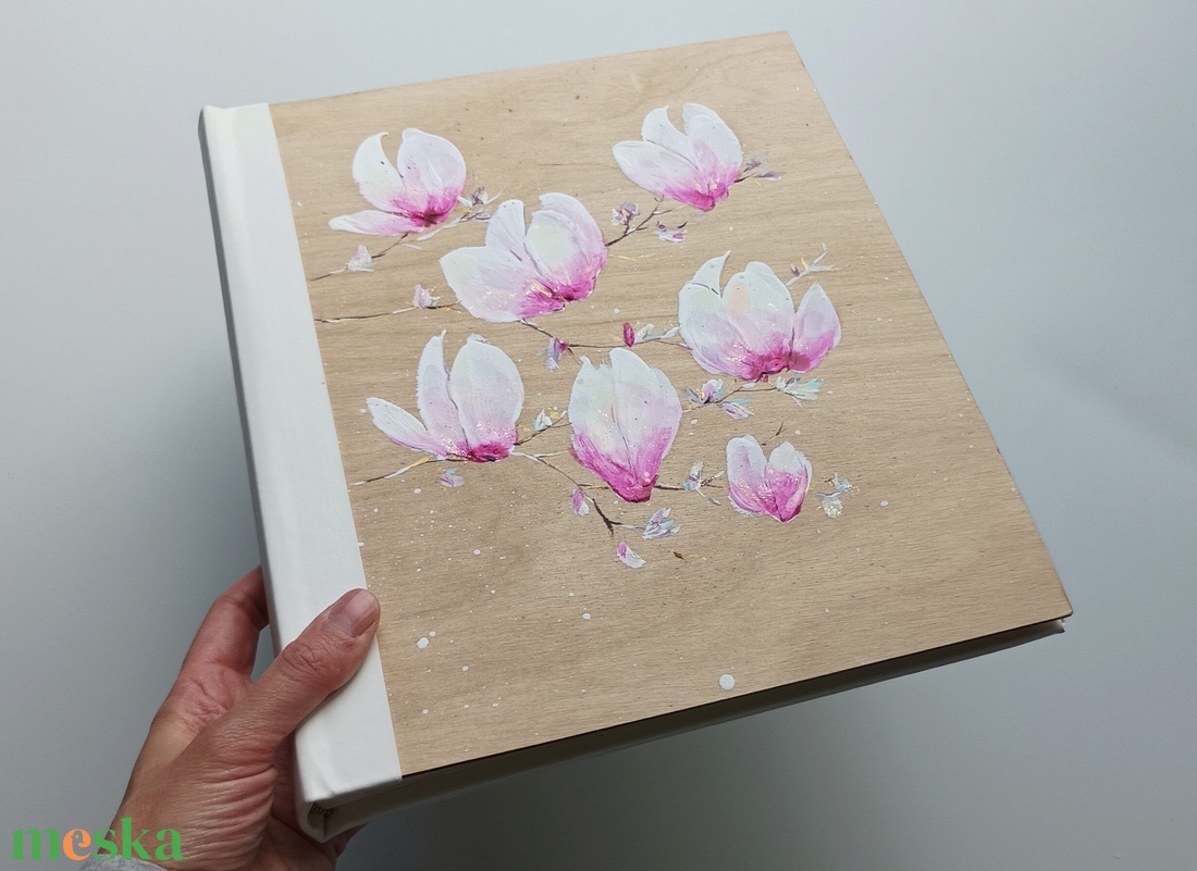 Fotóalbum magnóliákkal 25x30 cm - otthon & életmód - papír, írószer - album & fotóalbum - Meska.hu