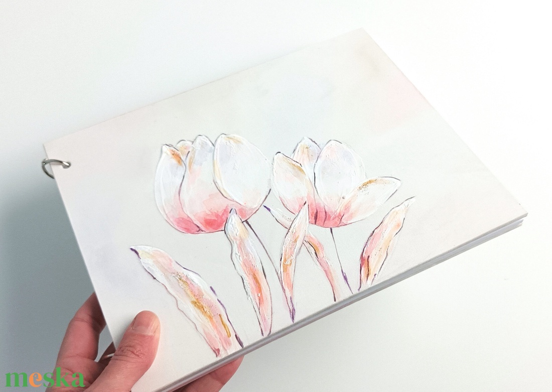 Hernyóselyemmel borított album tulipánokkal - otthon & életmód - papír, írószer - album & fotóalbum - Meska.hu
