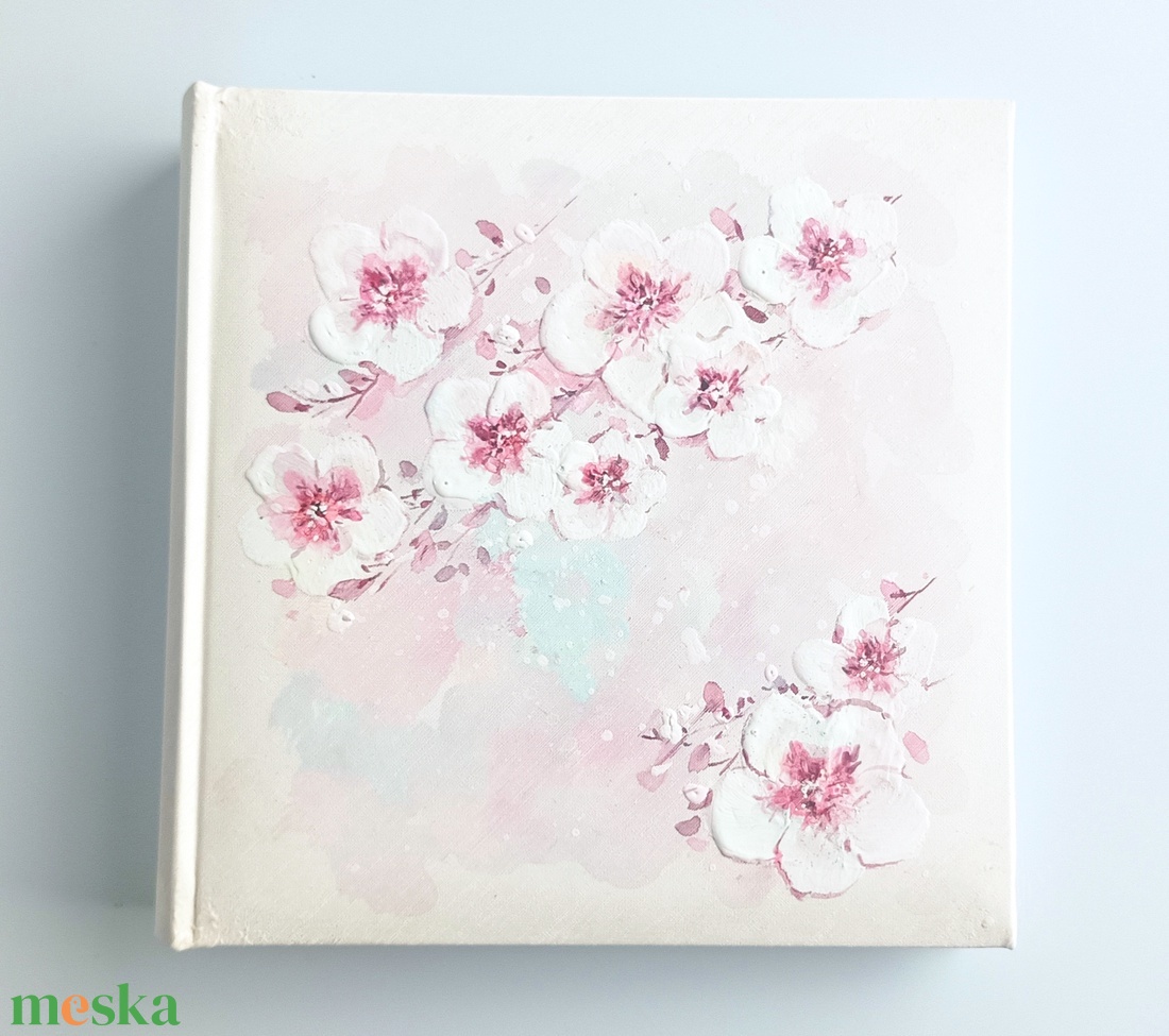 Cseresznyevirágos fotóalbum egyedi szöveggel, 10x15 cm-es fotóknak - esküvő - emlék & ajándék - album & fotóalbum - Meska.hu