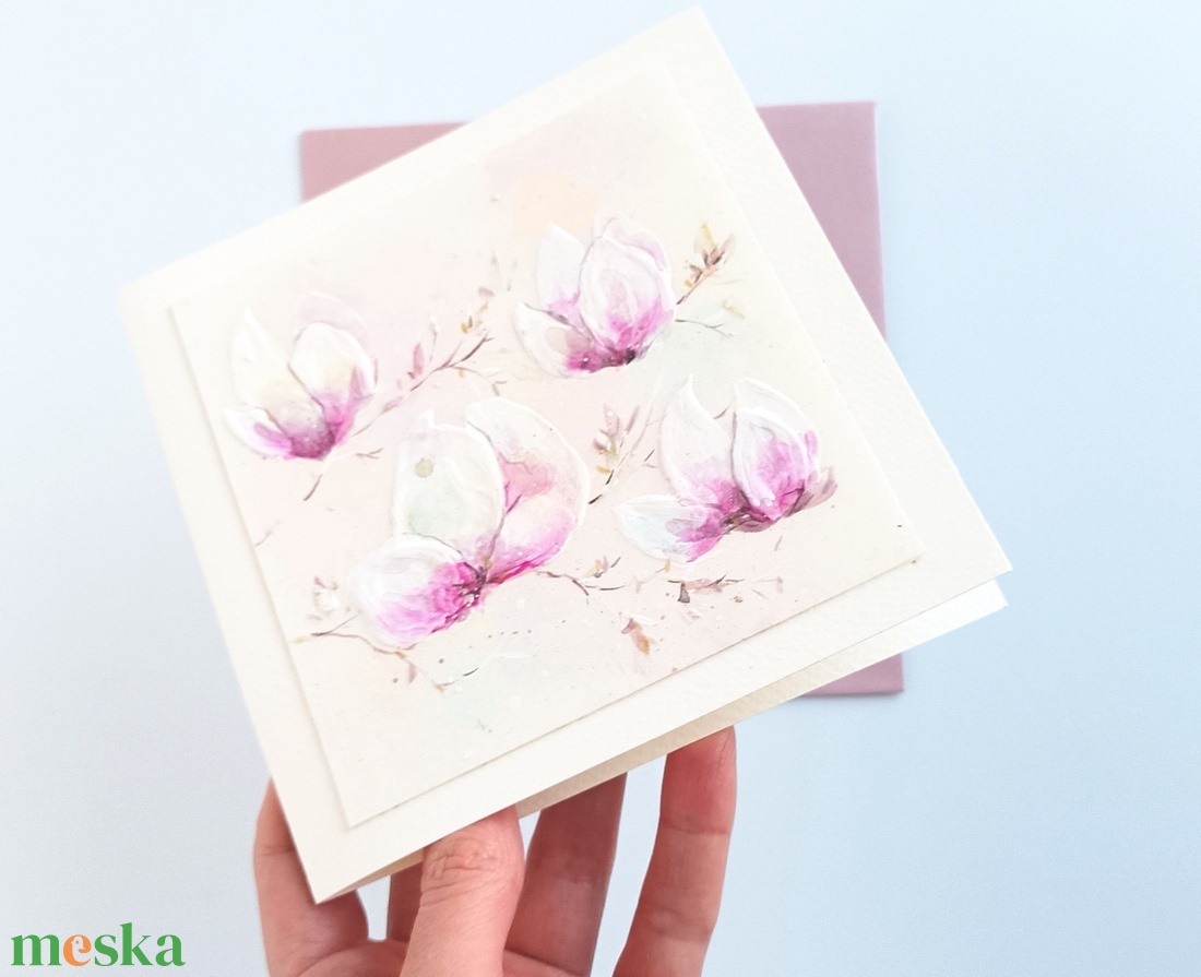 Selymes képeslap borítékkal 3D technikával - otthon & életmód - papír, írószer - ajándékozás kellékei - képeslap, üdvözlőlap - Meska.hu