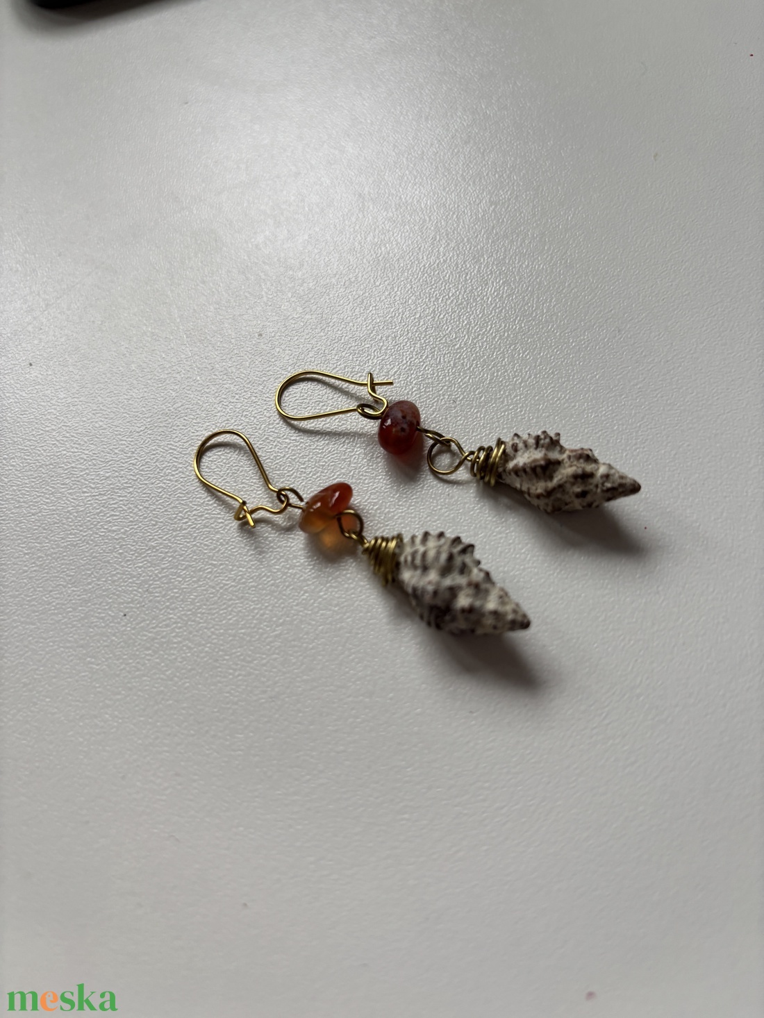 Eredeti csigaházas fülbevaló - ékszer - fülbevaló - lógó fülbevaló - Meska.hu