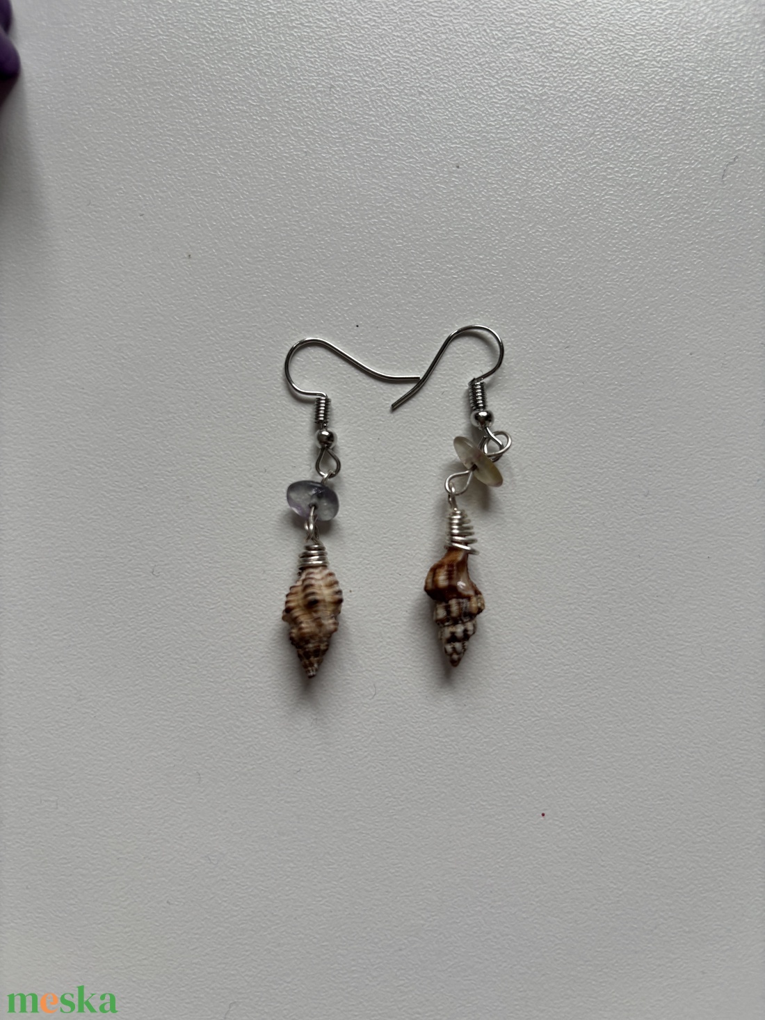 Igazi csigaház fülbevaló - ékszer - fülbevaló - lógó fülbevaló - Meska.hu