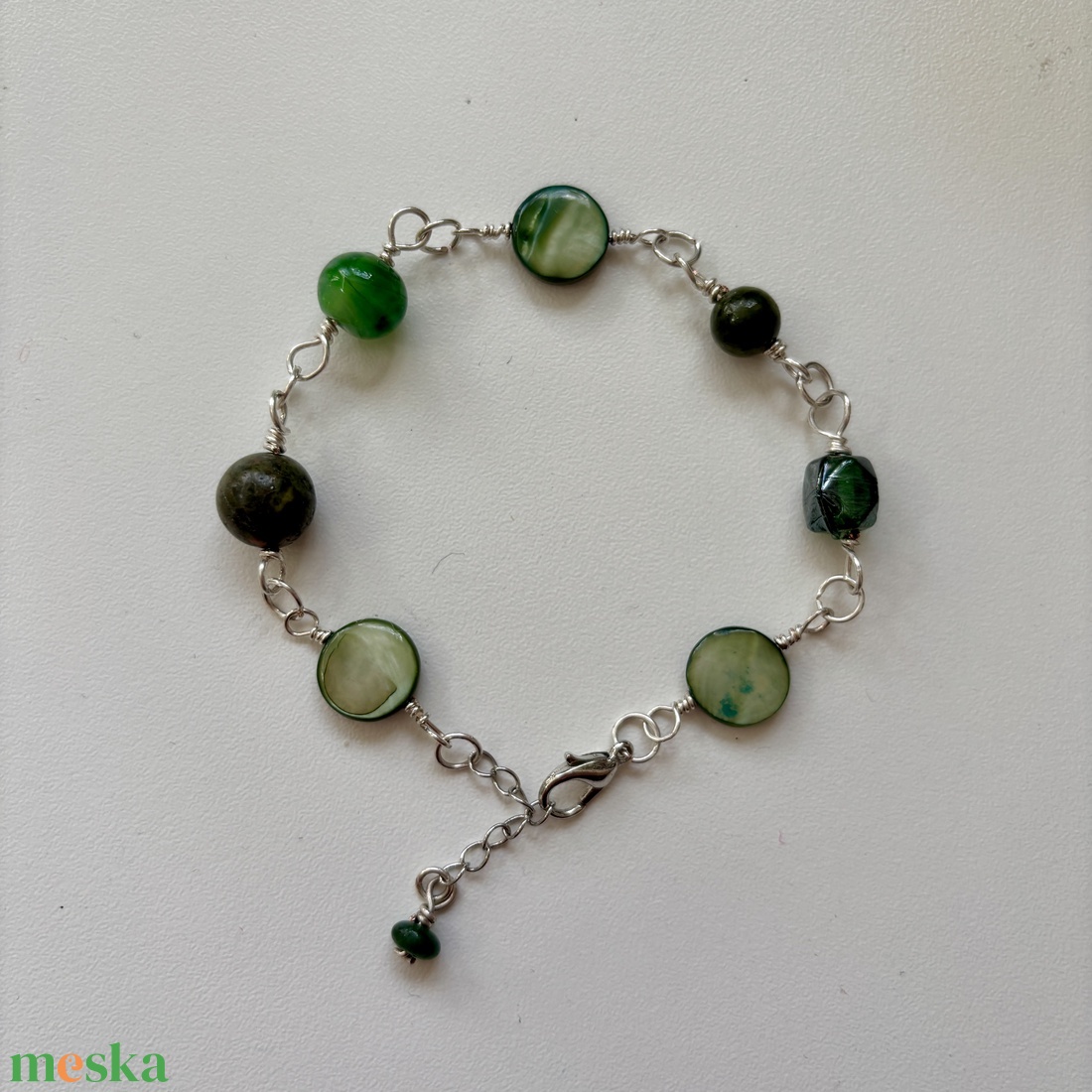 Üveggyöngy karkötő - ékszer - karkötő - lánc karkötő - Meska.hu