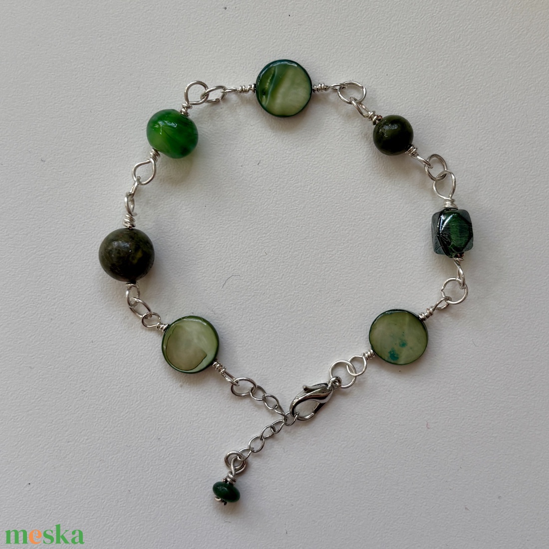 Üveggyöngy karkötő - ékszer - karkötő - lánc karkötő - Meska.hu