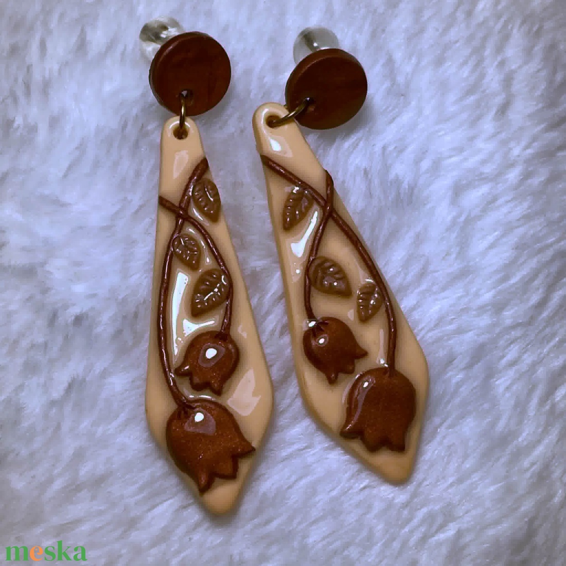 Bronz Tulipán Fülbevaló - ékszer - fülbevaló - lógó fülbevaló - Meska.hu