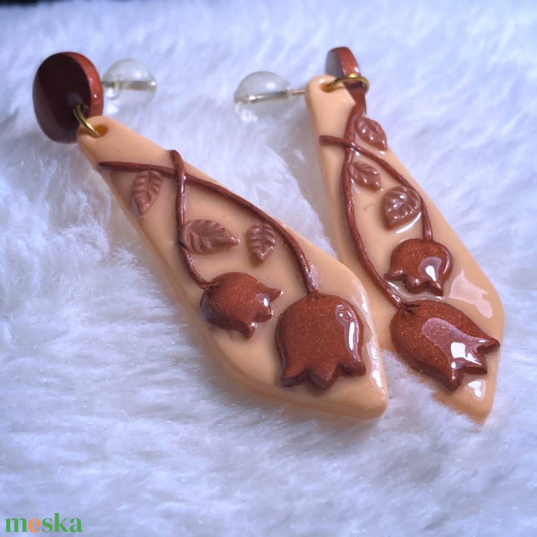 Bronz Tulipán Fülbevaló - ékszer - fülbevaló - lógó fülbevaló - Meska.hu