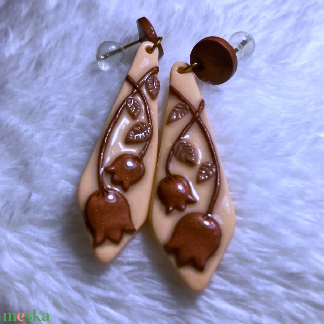 Bronz Tulipán Fülbevaló - ékszer - fülbevaló - lógó fülbevaló - Meska.hu