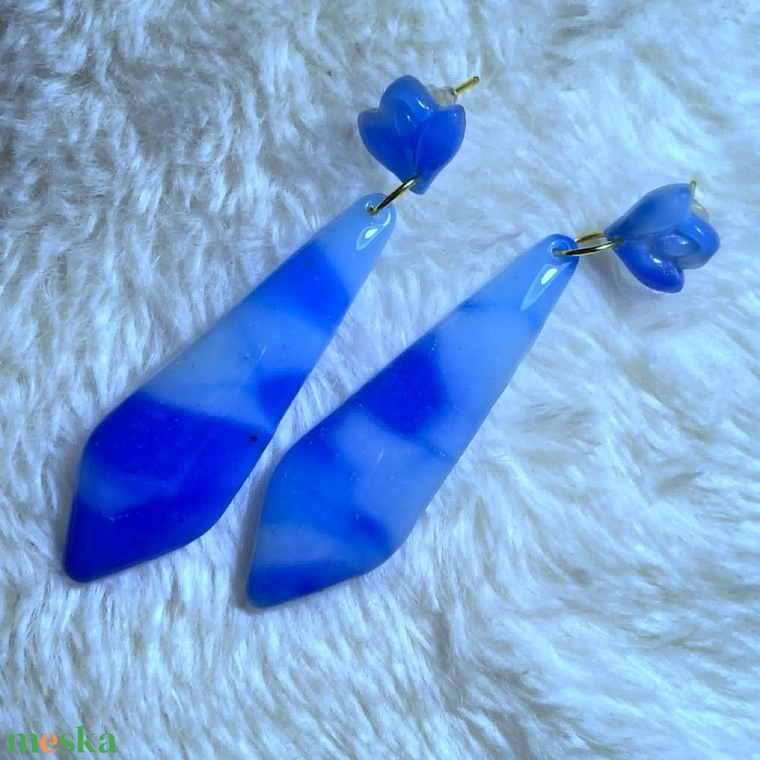 Indigo Csepp Fülbevaló - ékszer - fülbevaló - lógó fülbevaló - Meska.hu
