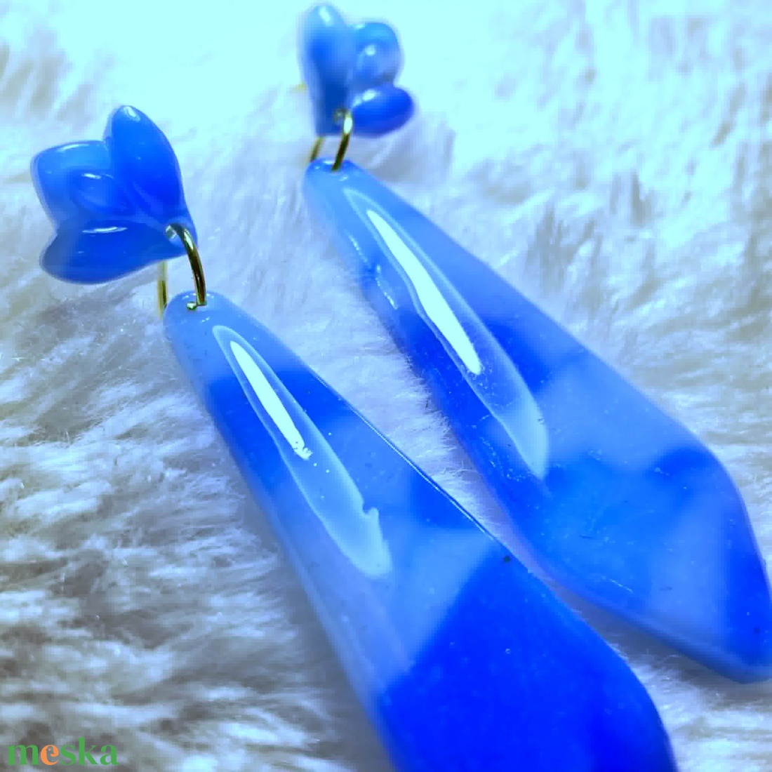 Indigo Csepp Fülbevaló - ékszer - fülbevaló - lógó fülbevaló - Meska.hu