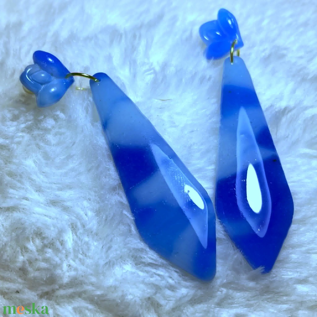 Indigo Csepp Fülbevaló - ékszer - fülbevaló - lógó fülbevaló - Meska.hu