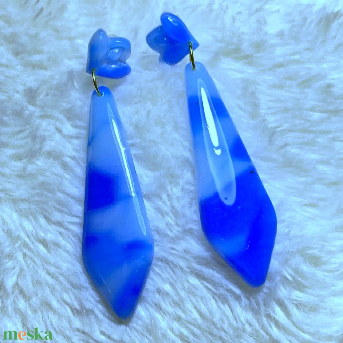 Indigo Csepp Fülbevaló - ékszer - fülbevaló - lógó fülbevaló - Meska.hu
