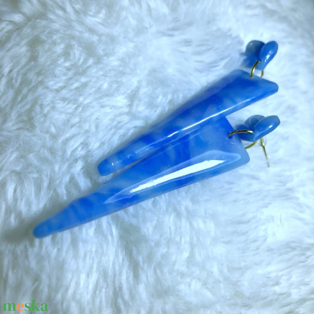 Indigo Háromszög Fülbevaló - ékszer - fülbevaló - lógó fülbevaló - Meska.hu