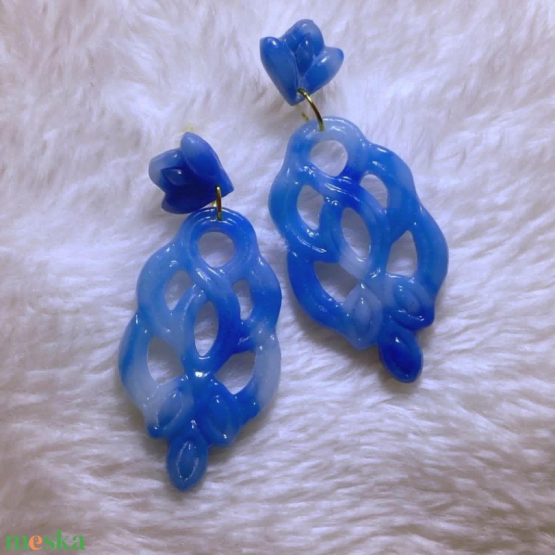 Indigo Hurok Fülbevaló - ékszer - fülbevaló - lógó fülbevaló - Meska.hu