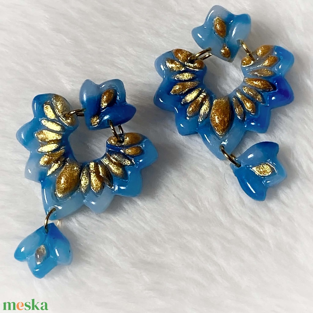 Mira Blue Fülbevaló - ékszer - fülbevaló - lógó fülbevaló - Meska.hu