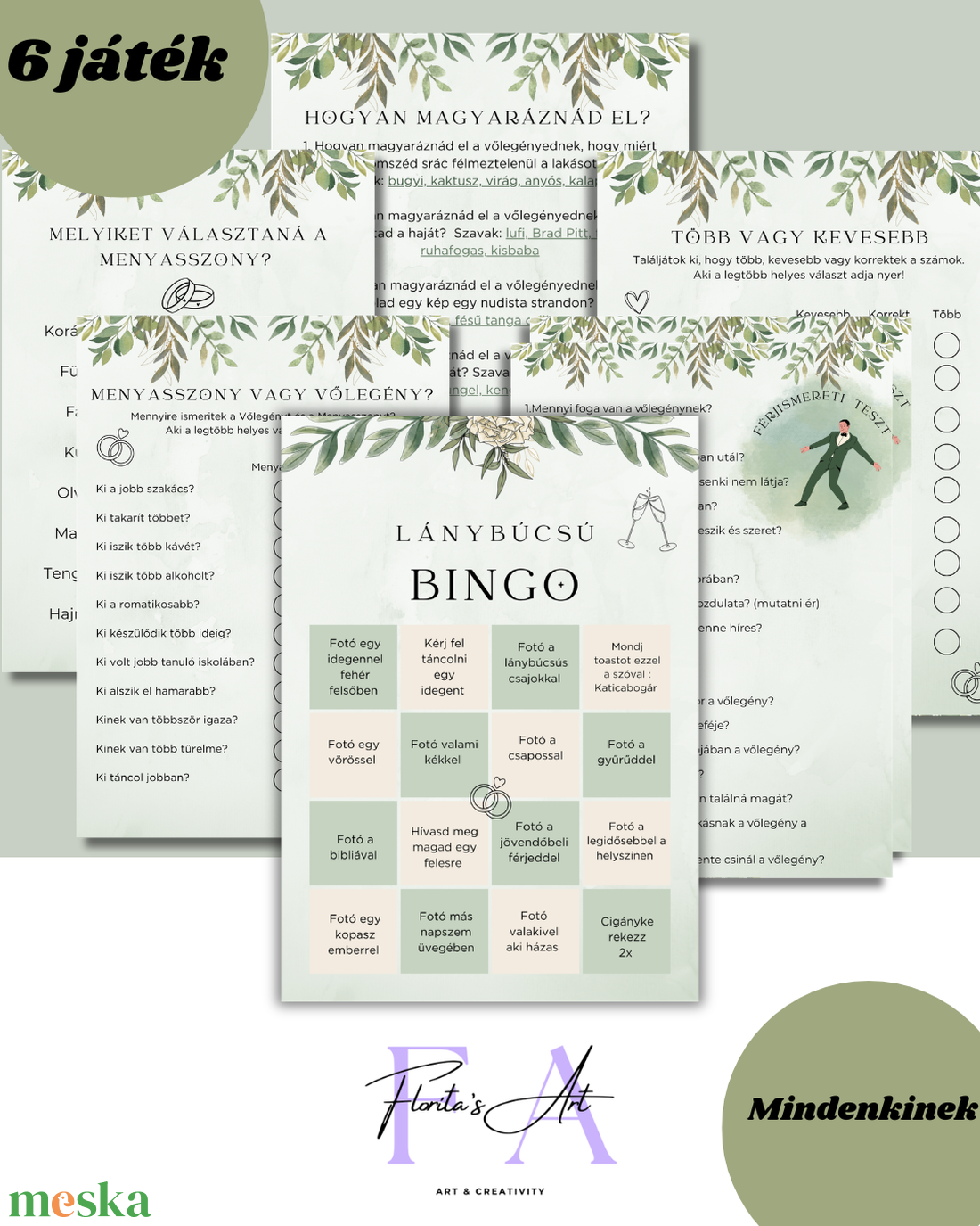 Lánybúcsús játékok I 6 db játék I Digitális termék - esküvő - lánybúcsú - Meska.hu