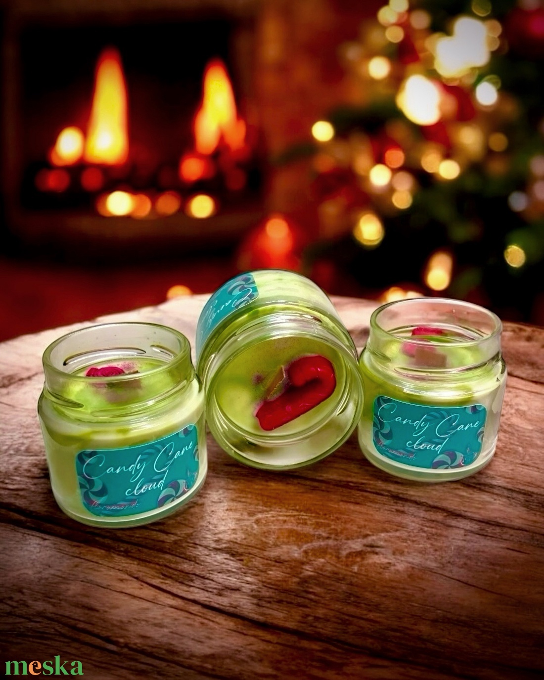 Candy Cane Cloud Fodormentás Vaníliás - Karamellás Cukorka Illatú Karácsonyi Szójagyertya - otthon & életmód - gyertya, illat, aroma - gyertya - Meska.hu