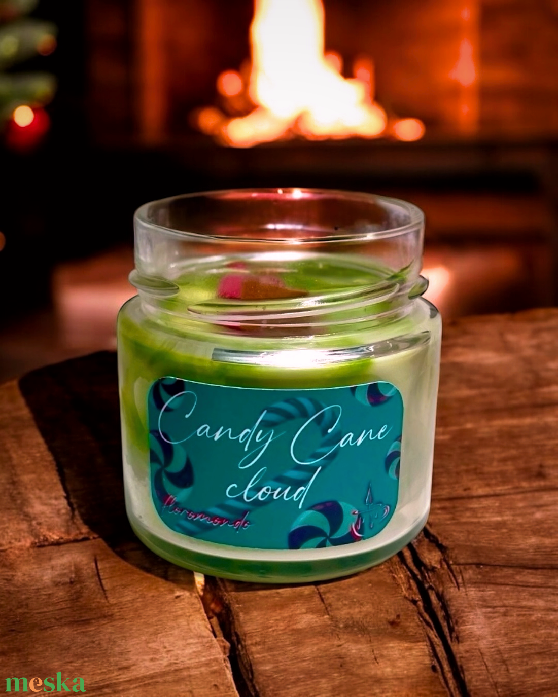 Candy Cane Cloud Fodormentás Vaníliás - Karamellás Cukorka Illatú Karácsonyi Szójagyertya - otthon & életmód - gyertya, illat, aroma - gyertya - Meska.hu