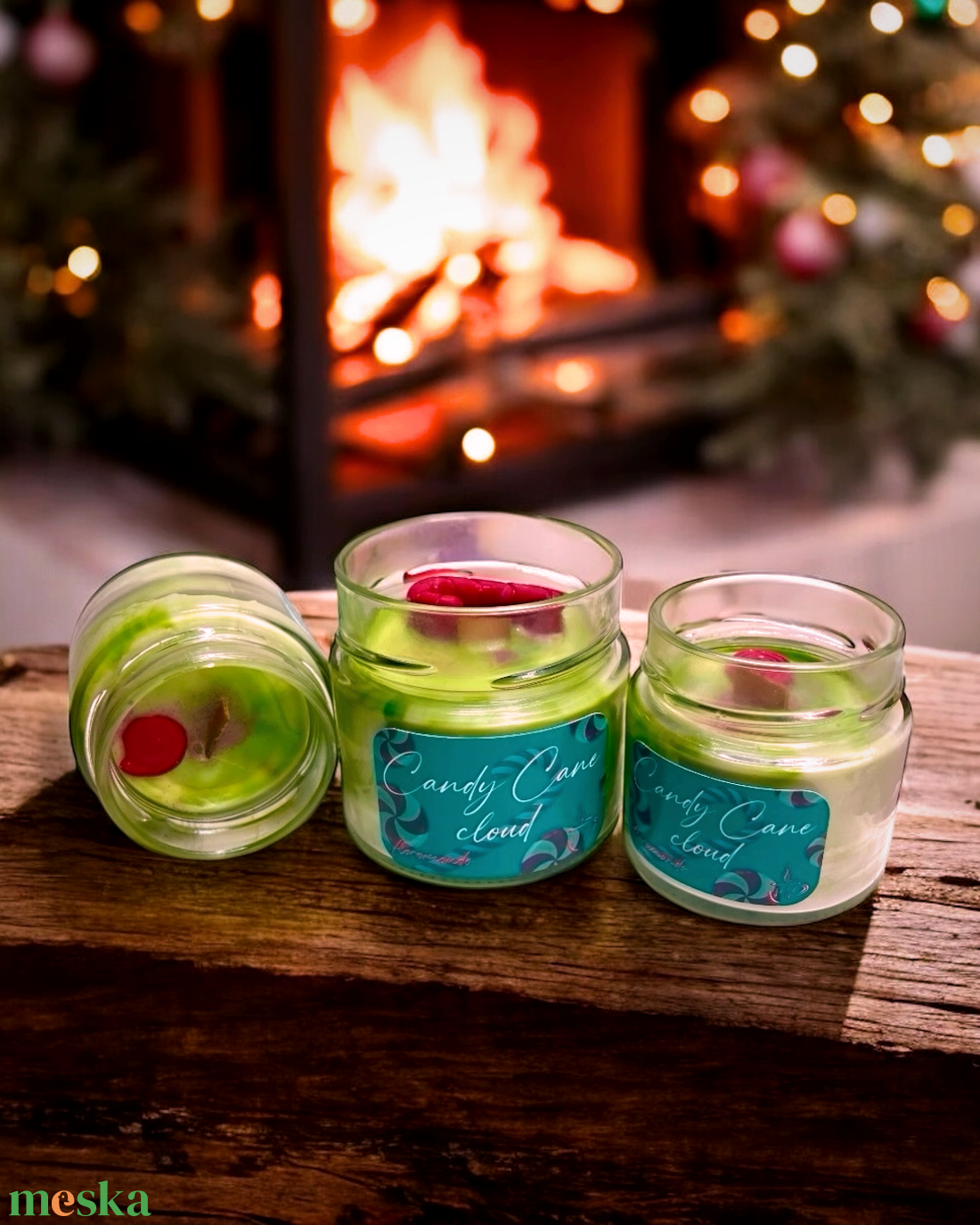 Candy Cane Cloud Fodormentás Vaníliás - Karamellás Cukorka Illatú Karácsonyi Szójagyertya - otthon & életmód - gyertya, illat, aroma - gyertya - Meska.hu