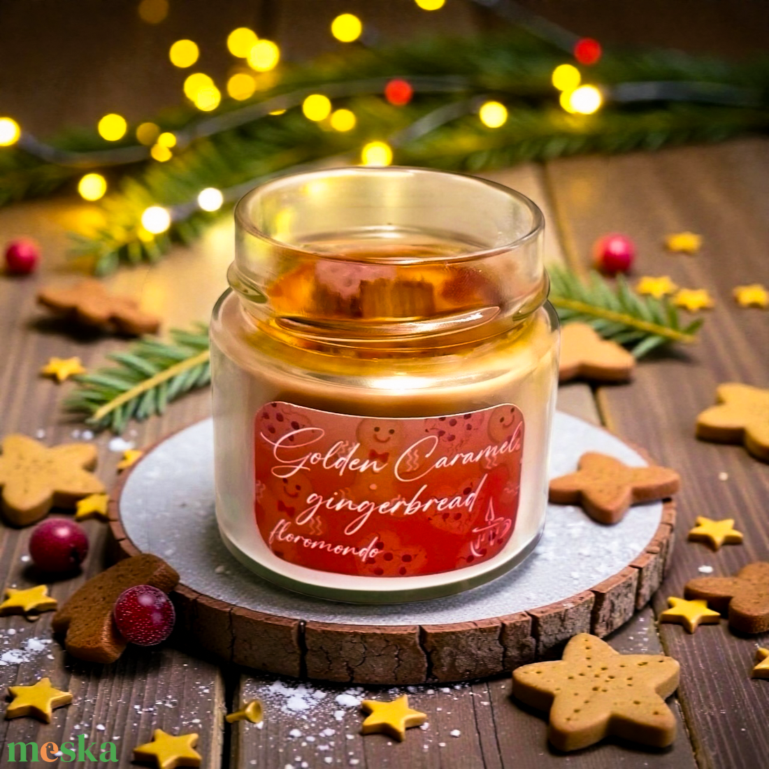 Golden Caramel Gingerbread Karamell - Mézeskalács Illatú Karácsonyi Szójagyertya - otthon & életmód - gyertya, illat, aroma - gyertya - Meska.hu