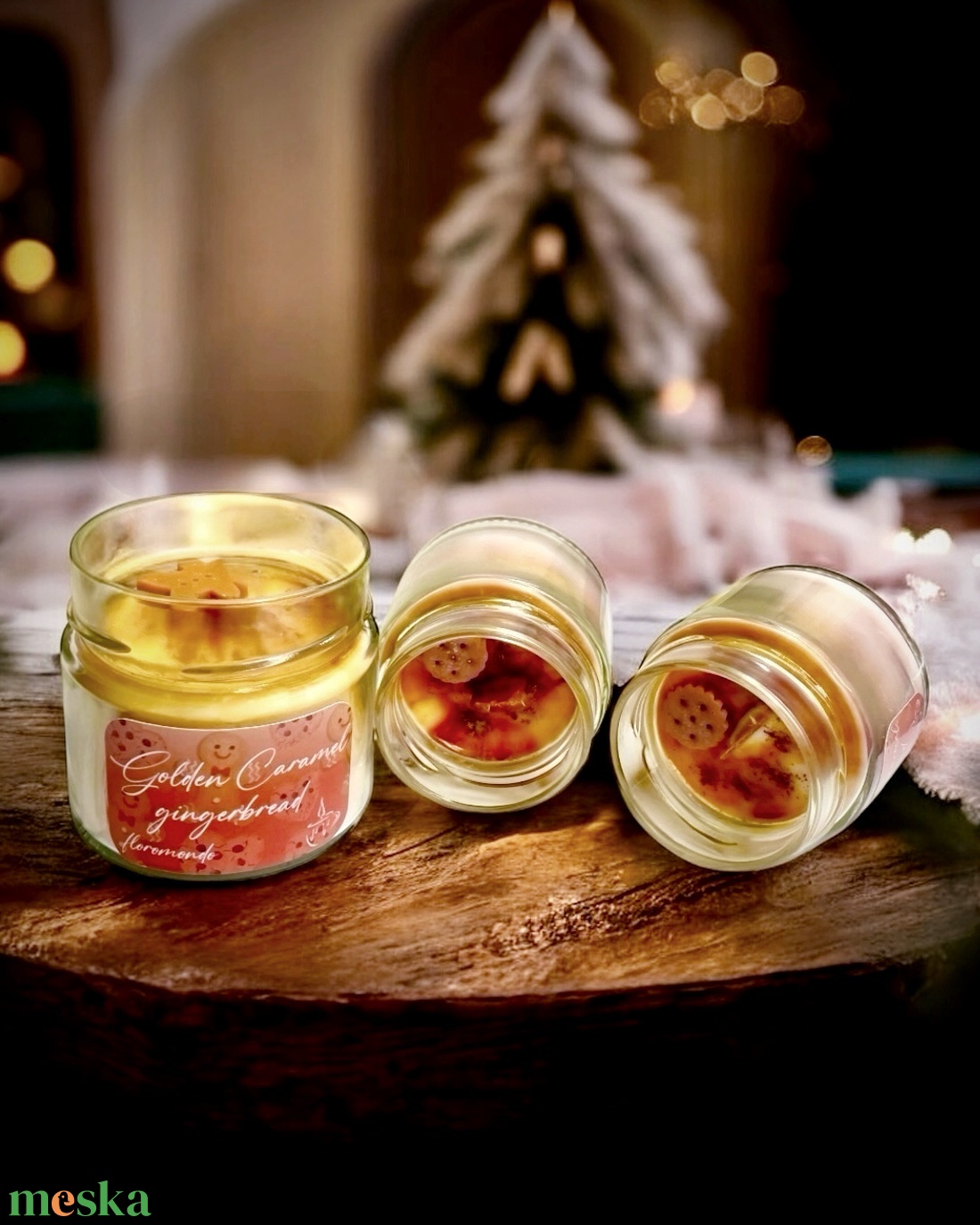 Golden Caramel Gingerbread Karamell - Mézeskalács Illatú Karácsonyi Szójagyertya - otthon & életmód - gyertya, illat, aroma - gyertya - Meska.hu