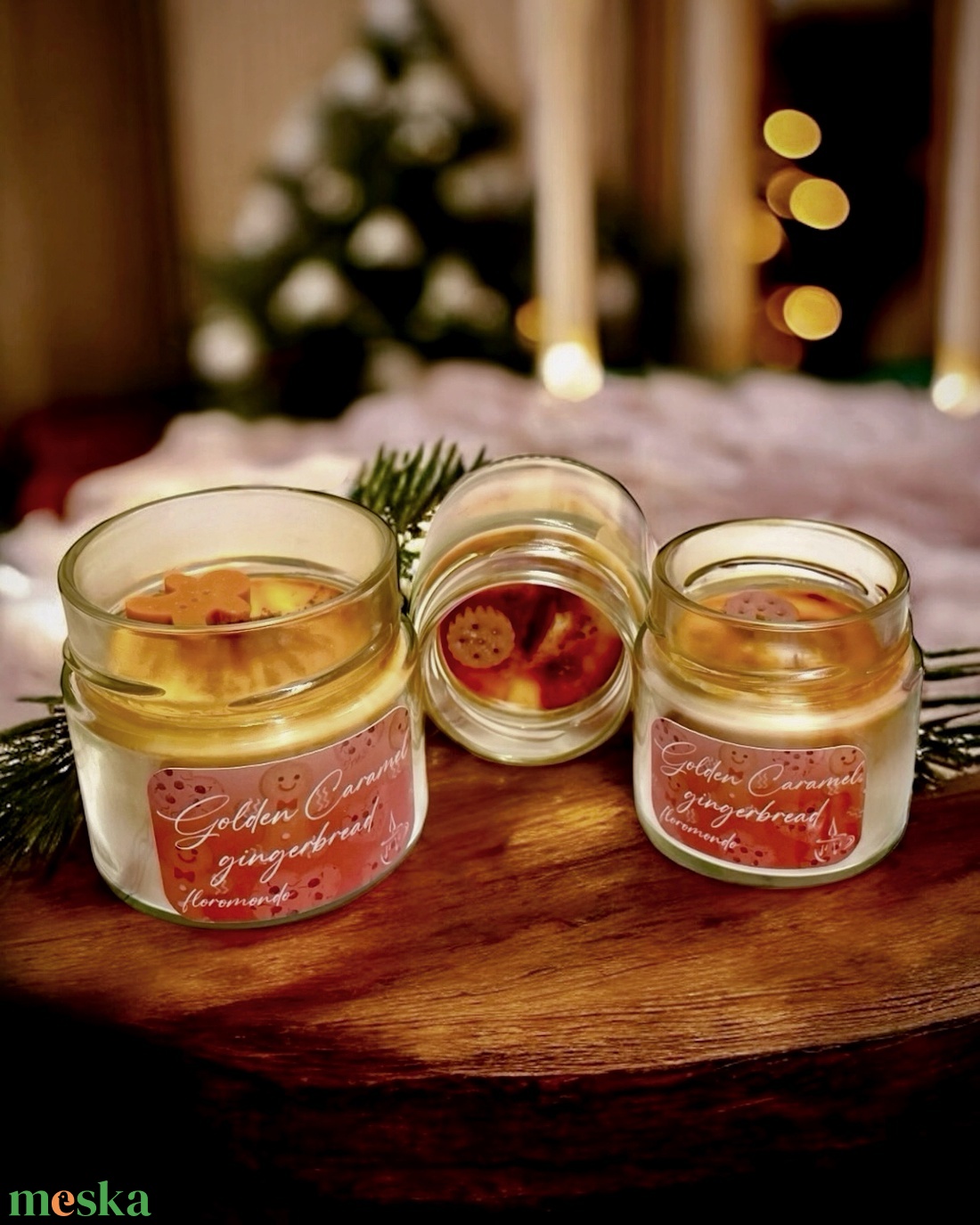 Golden Caramel Gingerbread Karamell - Mézeskalács Illatú Karácsonyi Szójagyertya - otthon & életmód - gyertya, illat, aroma - gyertya - Meska.hu