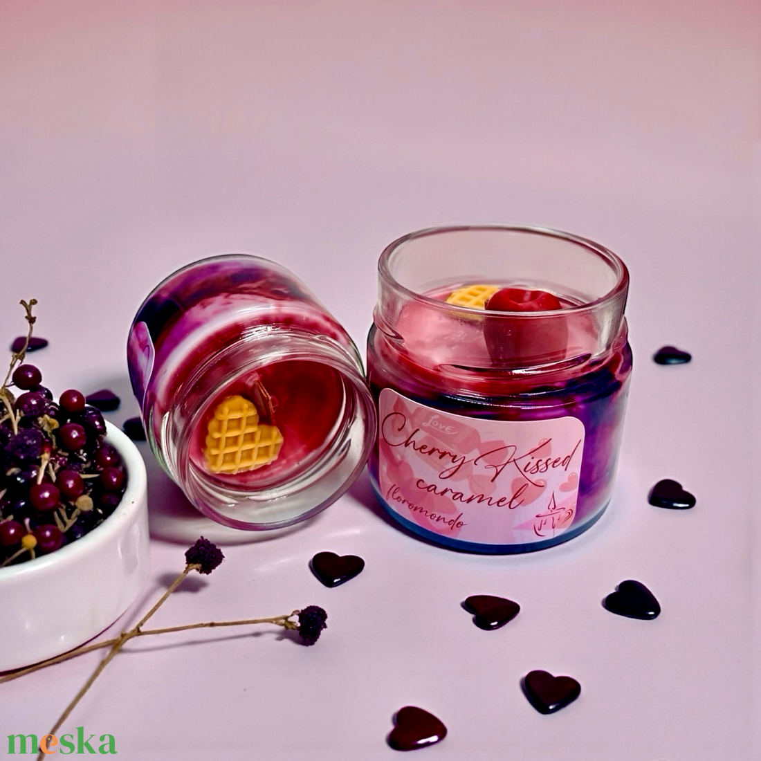 Cherry Kissed Caramel - Cseresznye Karamell Illatú Valentin Napi Limitált Kiadású Szójagyertya - otthon & életmód - gyertya, illat, aroma - gyertya - Meska.hu