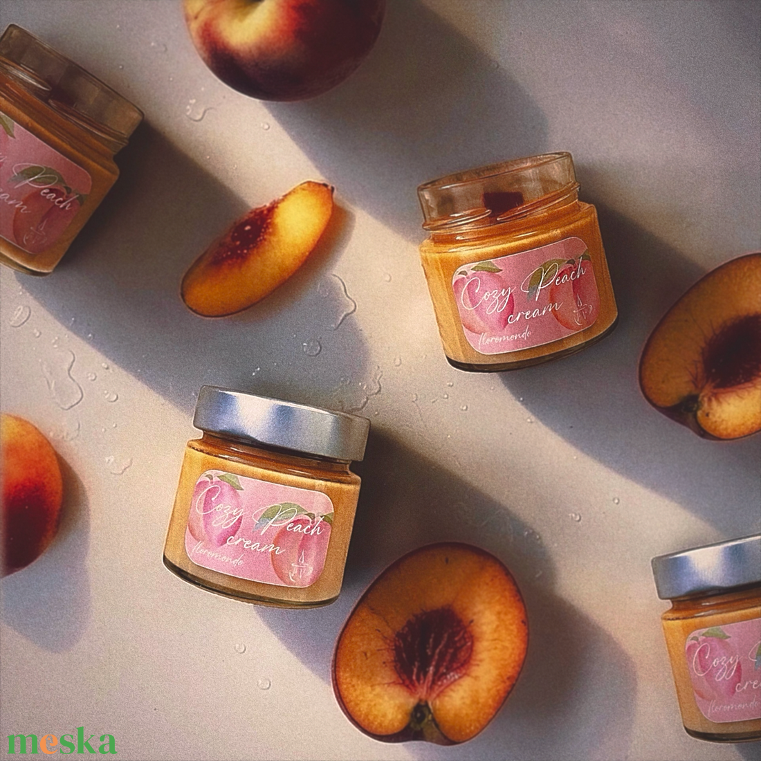 Cozy Peach Cream Őszibarack Illatú Szójagyertya - otthon & életmód - gyertya, illat, aroma - gyertya - Meska.hu