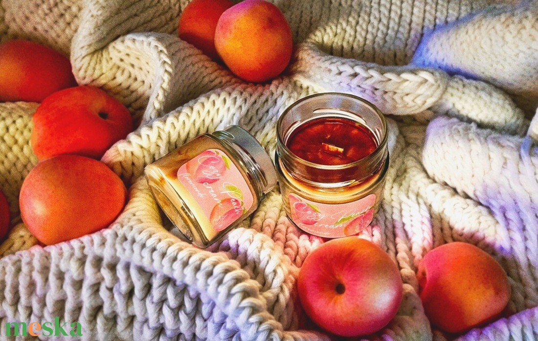 Cozy Peach Cream Őszibarack Illatú Szójagyertya - otthon & életmód - gyertya, illat, aroma - gyertya - Meska.hu