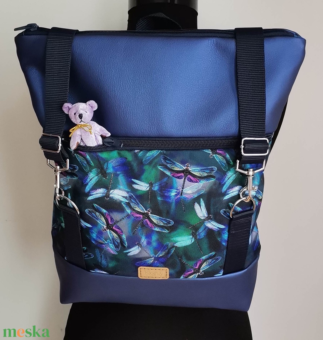 Szitakötő mintás roll-top hátizsák/Női hátizsák/city bag/hátizsák/hátitáska hanga - táska & tok - hátizsák - roll top hátizsák - Meska.hu